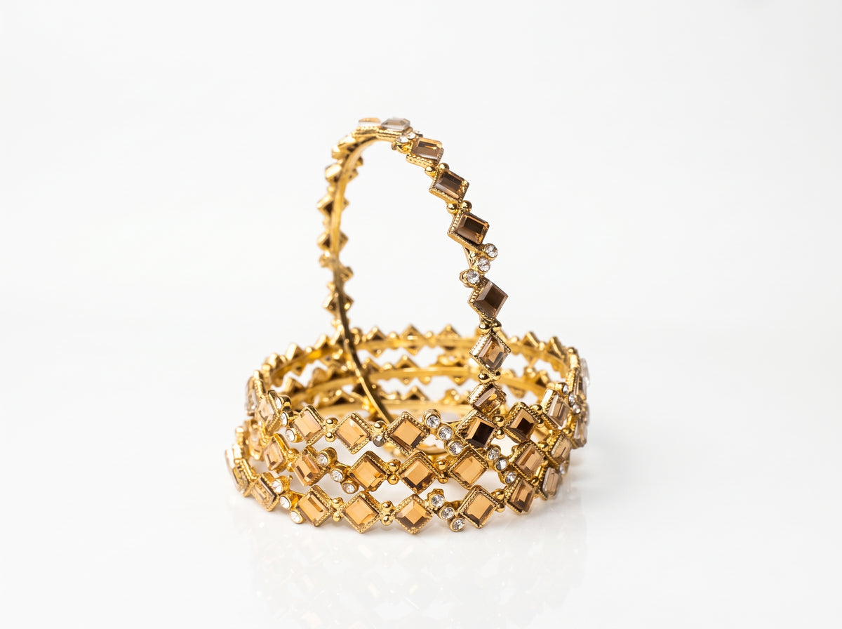 Elegant Gold-Plated Bangle Set for Women (Set of 4)