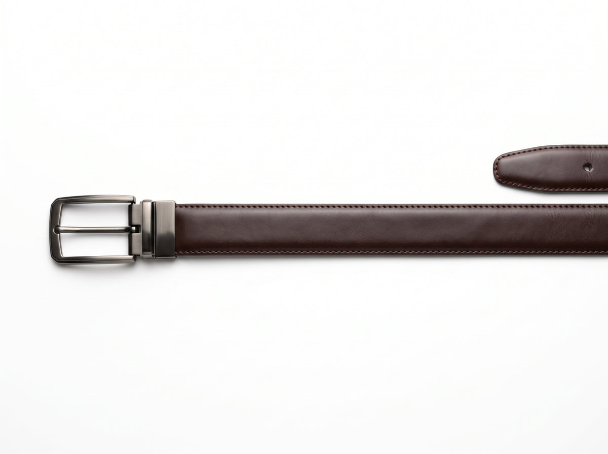 HIGHLIGHT Men's Classic Leather Belt – Matt Gunmetal Buckle