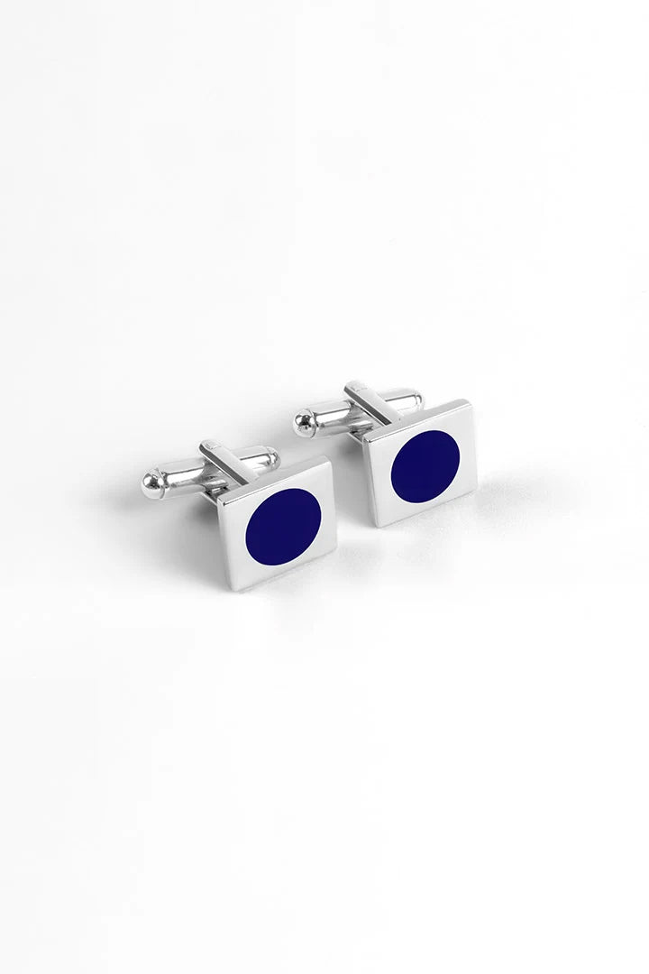 Rectangle Cufflinks – Silver Plated Lapis Blue Stone