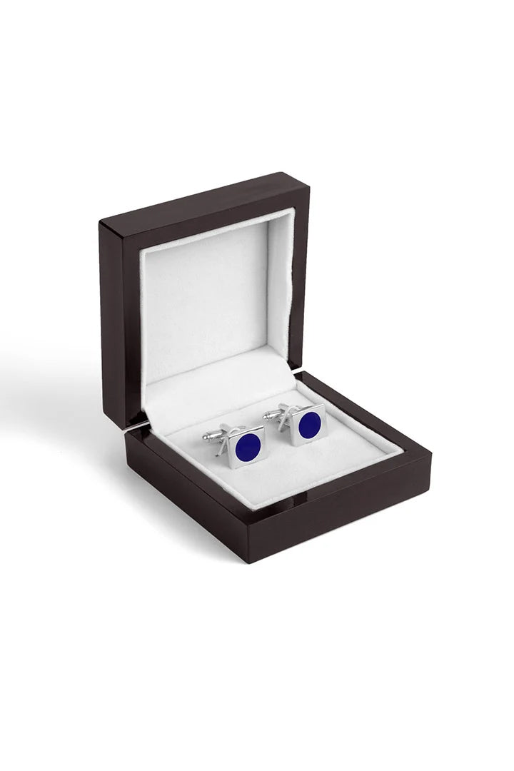 Rectangle Cufflinks – Silver Plated Lapis Blue Stone
