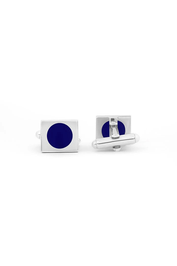 Rectangle Cufflinks – Silver Plated Lapis Blue Stone
