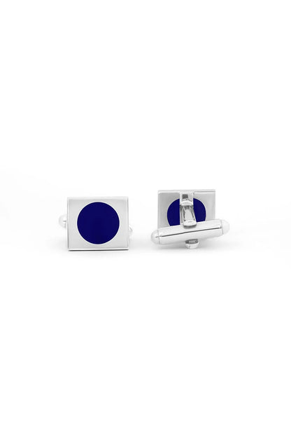 Rectangle Cufflinks – Silver Plated Lapis Blue Stone