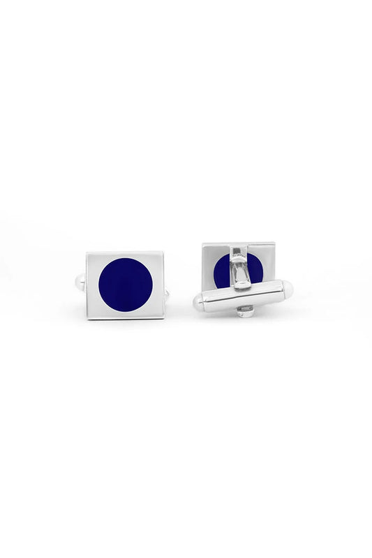 Rectangle Cufflinks – Silver Plated Lapis Blue Stone