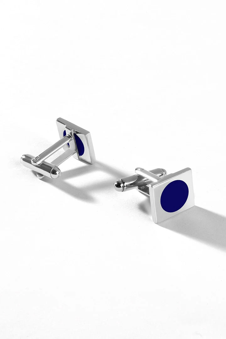 Rectangle Cufflinks – Silver Plated Lapis Blue Stone