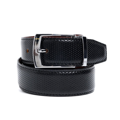 Men’s Reversible Perforated Leather Belt – Black & Brown