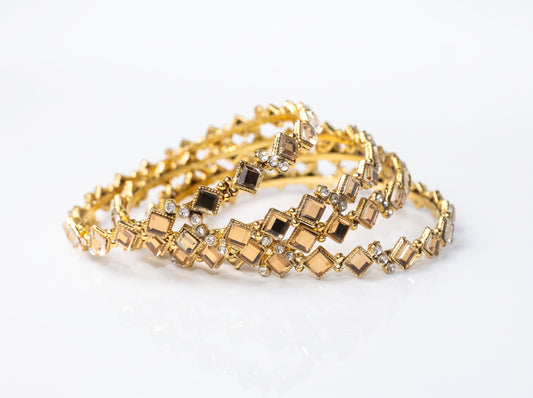 Elegant Gold-Plated Bangle Set for Women (Set of 4)
