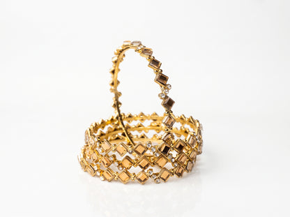 Elegant Gold-Plated Bangle Set for Women (Set of 4)