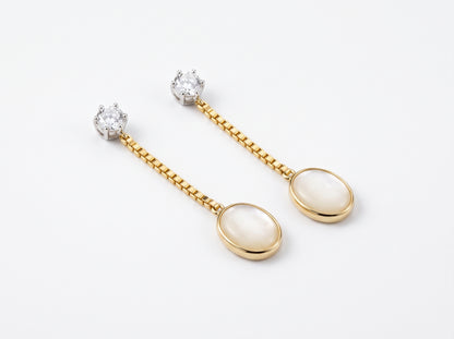 Silver & Gold-Plated Mother of Pearl & Cubic Zirconia Drop Earrings
