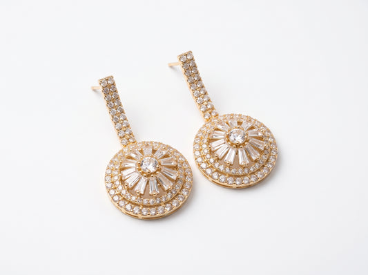 Sparkling Crystal Burst Circular Drop Earrings for Women