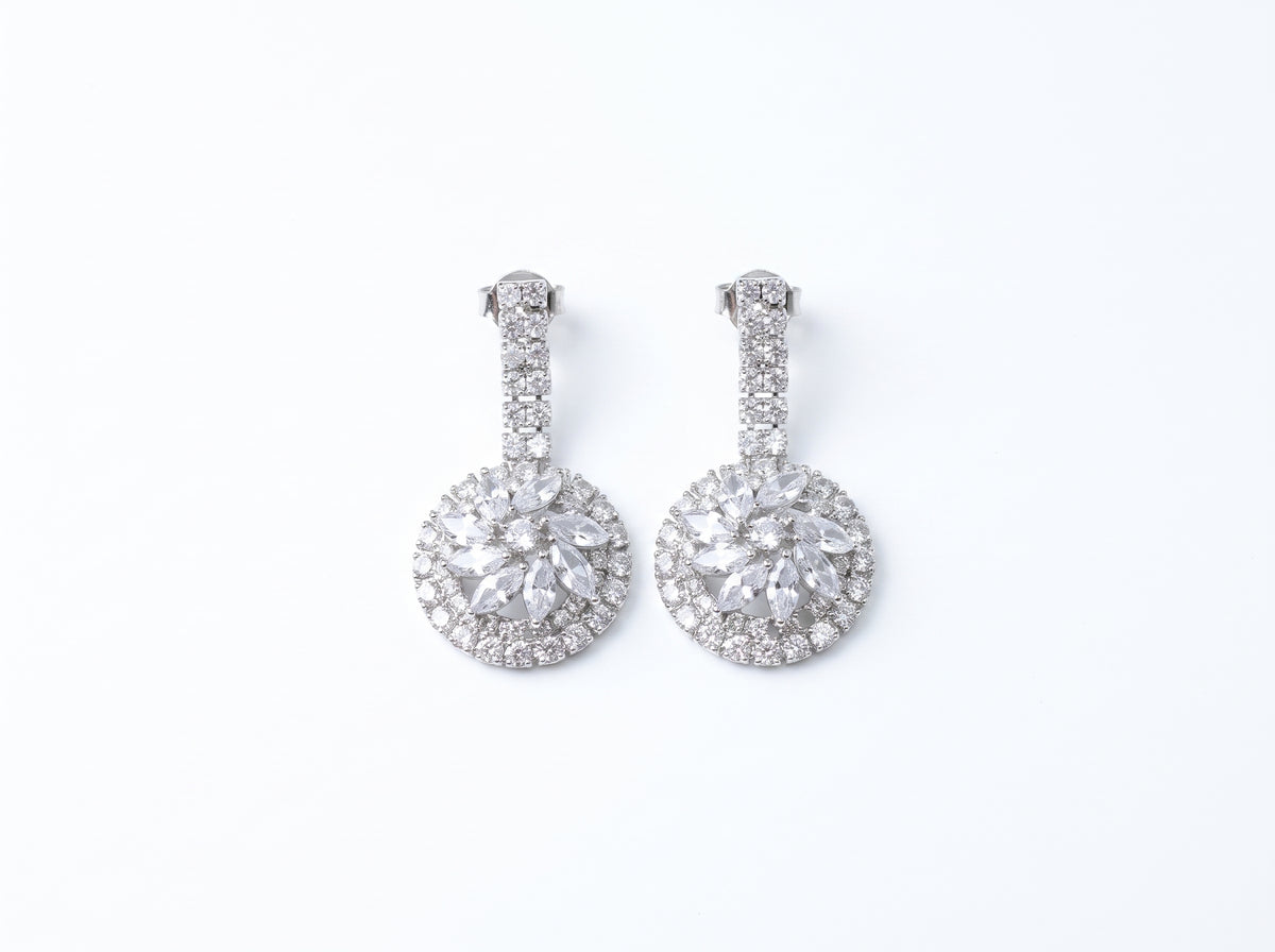 Sparkling Crystal Burst Circular Drop Earrings for Women