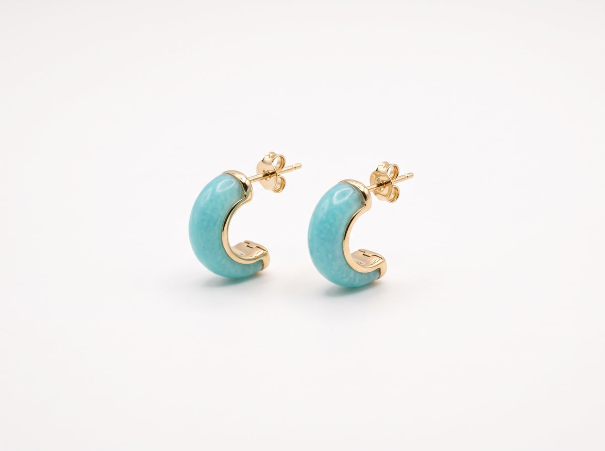 Multi-Color Stone Small Hoop Earrings