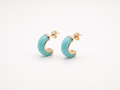 Multi-Color Stone Small Hoop Earrings