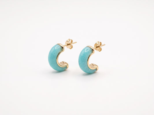 Multi-Color Stone Small Hoop Earrings