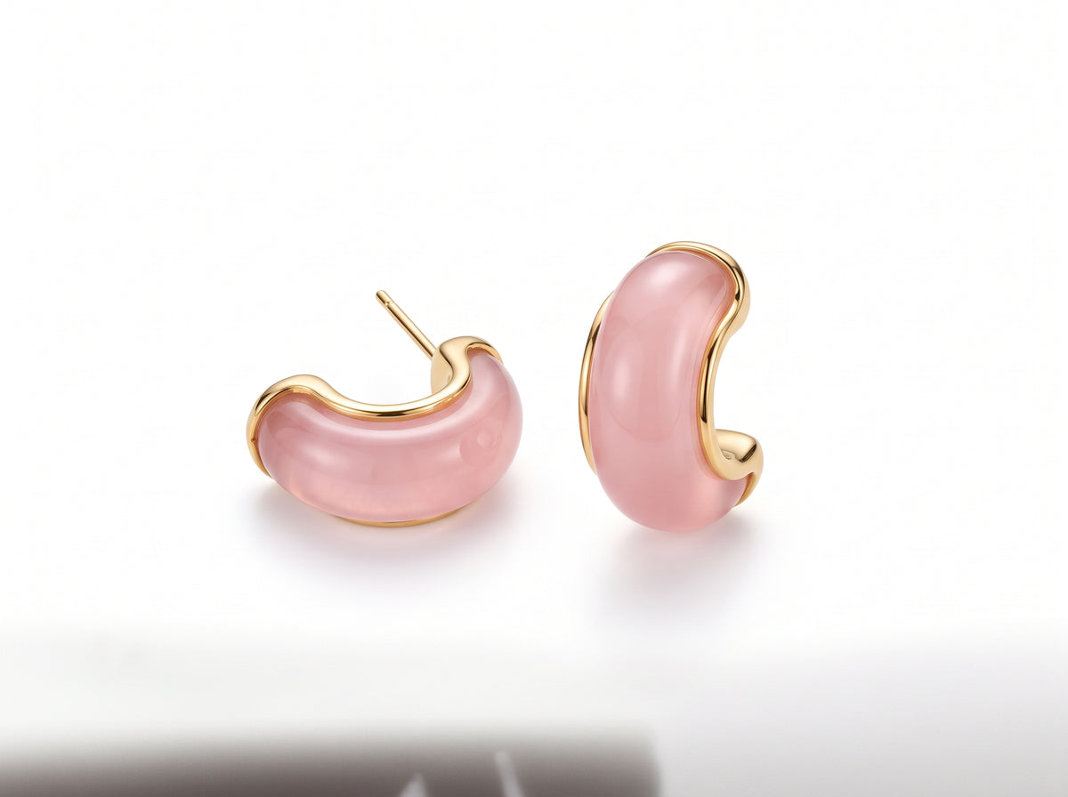 Multi-Color Stone Small Hoop Earrings