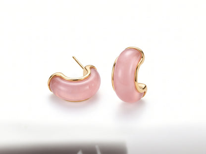Multi-Color Stone Small Hoop Earrings