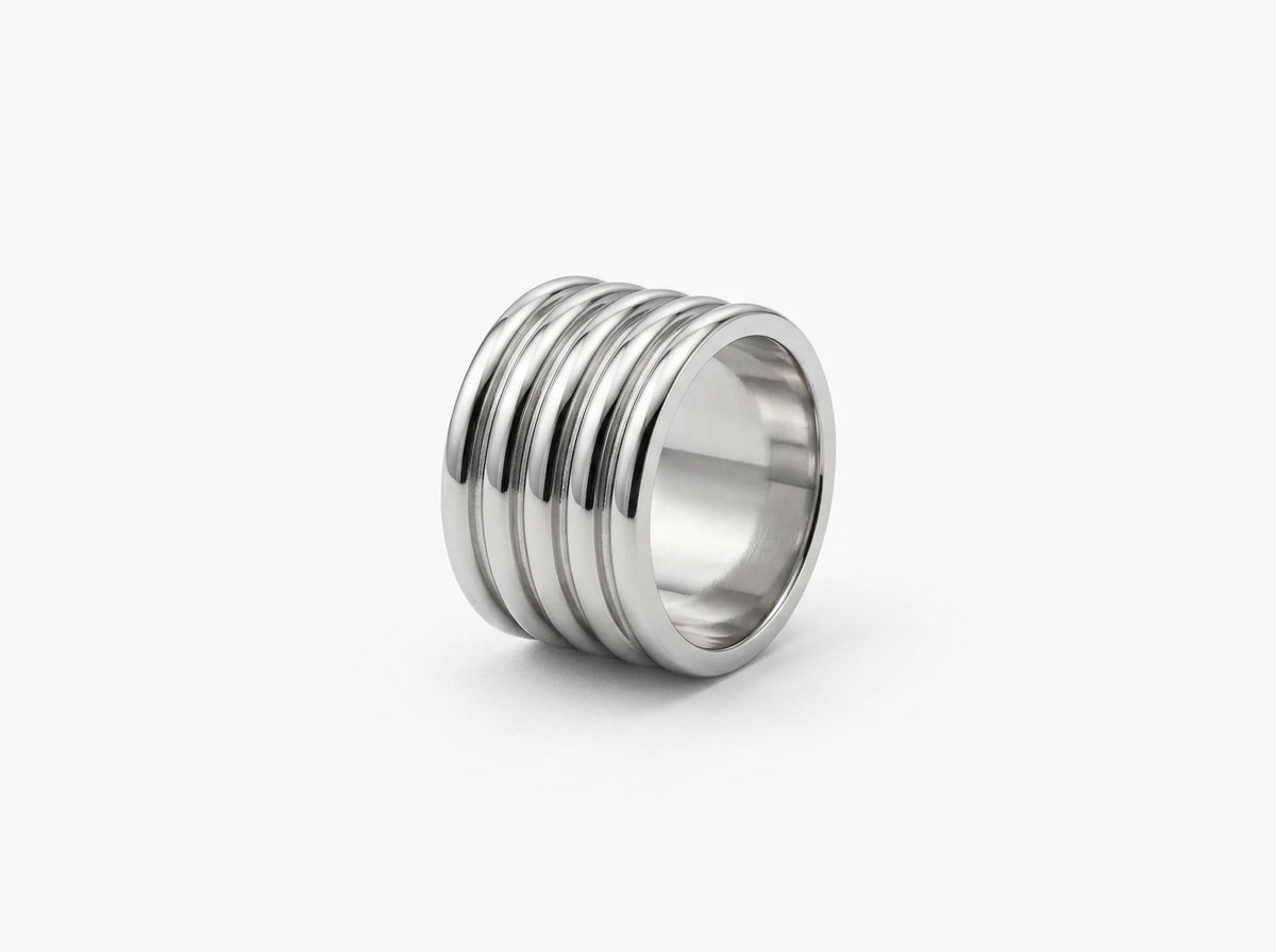 Silver Multi-Band Stacked Ring