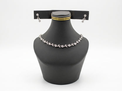 Floral Vine American Diamond Necklace & Earring Set
