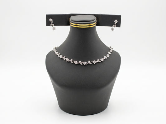 Floral Vine American Diamond Necklace & Earring Set