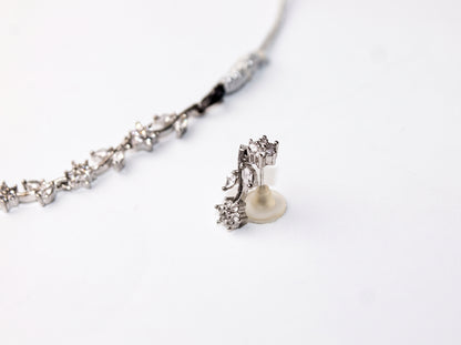 Floral Vine American Diamond Necklace & Earring Set