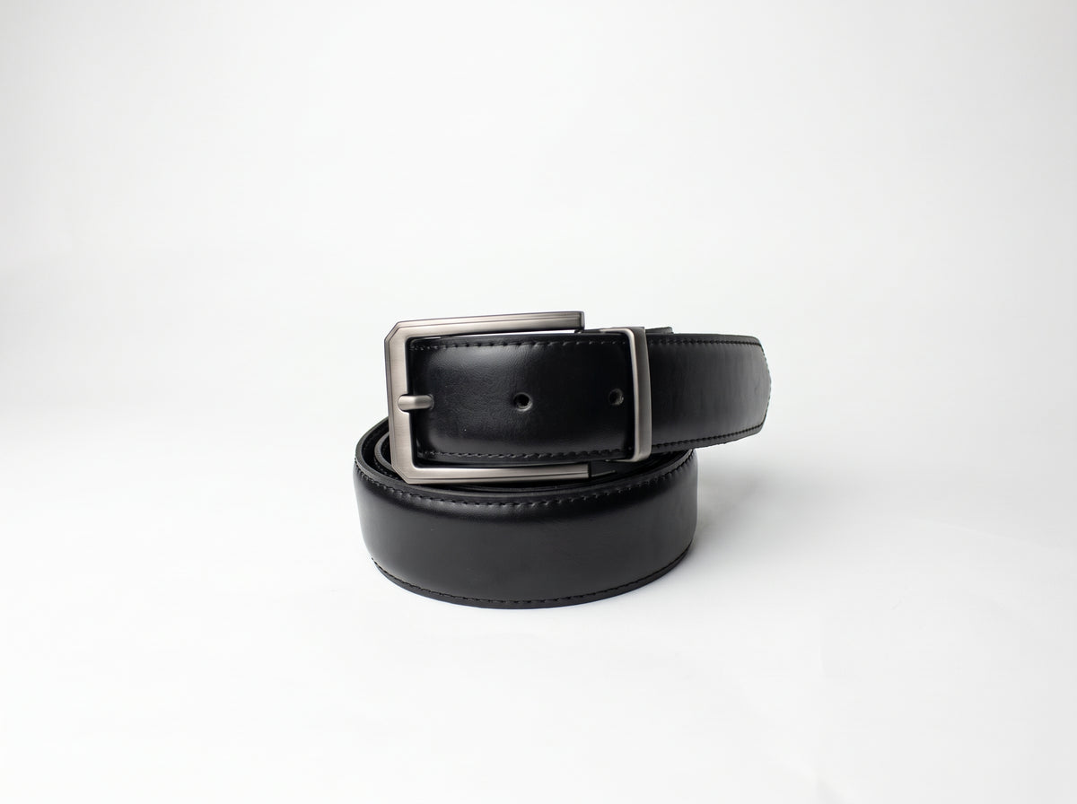 HIGHLIGHT Men's Classic Leather Belt – Matt Gunmetal Buckle