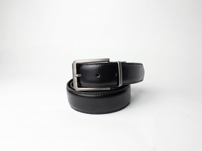 HIGHLIGHT Men's Classic Leather Belt – Matt Gunmetal Buckle