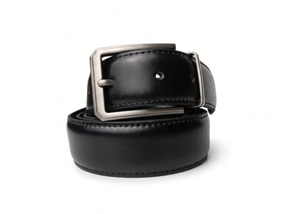 HIGHLIGHT Men's Classic Leather Belt – Matt Gunmetal Buckle