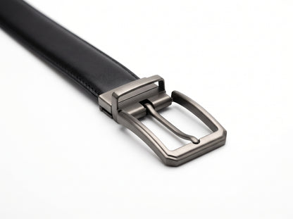 HIGHLIGHT Men's Classic Leather Belt – Matt Gunmetal Buckle