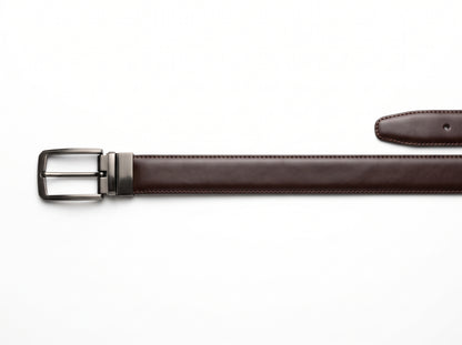 HIGHLIGHT Men's Classic Leather Belt – Matt Gunmetal Buckle