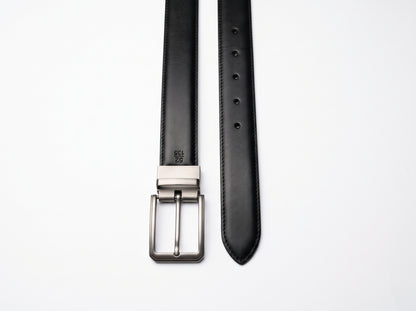 HIGHLIGHT Men's Classic Leather Belt – Matt Gunmetal Buckle