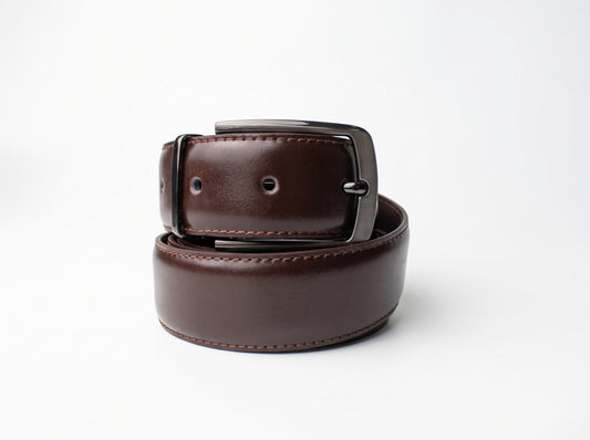 HIGHLIGHT Men's Classic Leather Belt – Matt Gunmetal Buckle