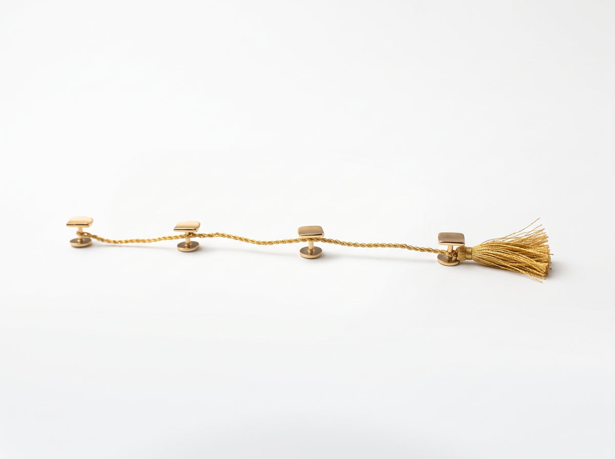 Gold-Plated Men's Kurta Buttons Set of 4 Tassel