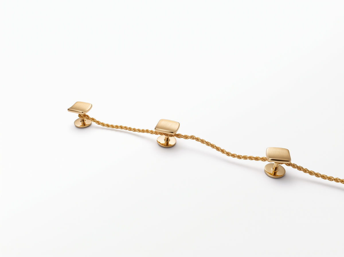 Gold-Plated Men's Kurta Buttons Set of 4 Tassel