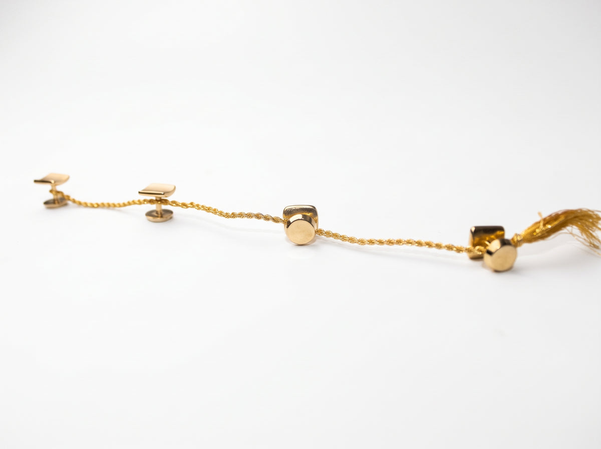 Gold-Plated Men's Kurta Buttons Set of 4 Tassel