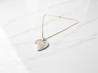 Mother of Pearl Heart Pendant – Gold & Silver