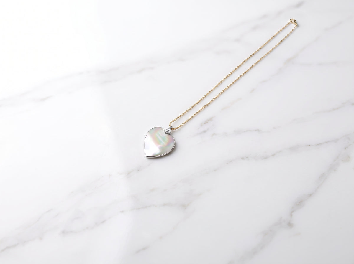 Mother of Pearl Heart Pendant – Gold & Silver
