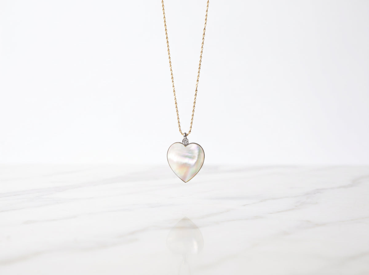 Mother of Pearl Heart Pendant – Gold & Silver