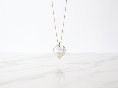 Mother of Pearl Heart Pendant – Gold & Silver