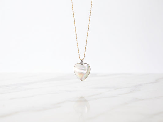 Mother of Pearl Heart Pendant – Gold & Silver