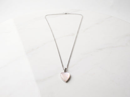 Mother of Pearl Heart Pendant - Silver