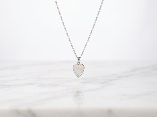 Mother of Pearl Heart Pendant - Silver