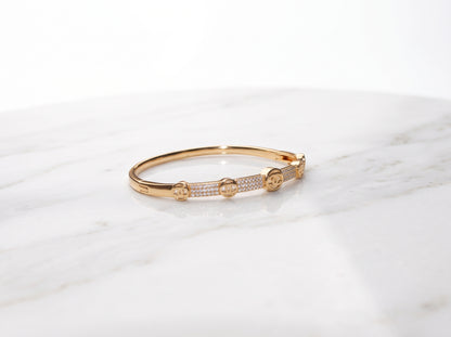 Gold Plated Zircon Crystal Hinged Bracelet