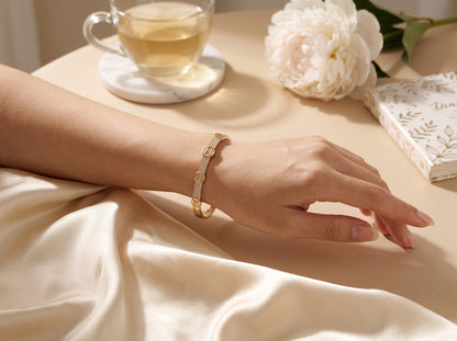 Gold Plated Zircon Crystal Hinged Bracelet