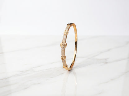 Gold Plated Zircon Crystal Hinged Bracelet