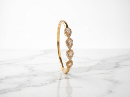Gold Plated Teardrop Zircon Hinged Bracelet