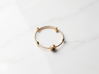 Gold Plated Black Gemstone Adjustable Bracelet