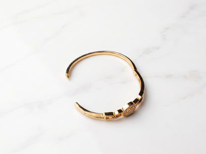 Gold Plated Circular Pavé Zircon Hinged Bracelet