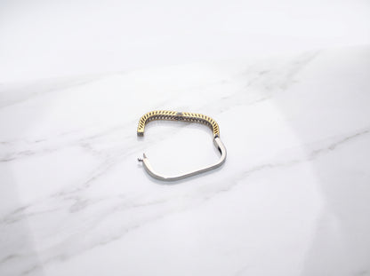 Silver Dual-Tone Square Pavé Zircon Hinged Bracelet