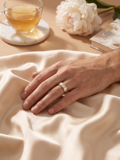 Mens Two-Tone Solitaire Zircon Signet Ring