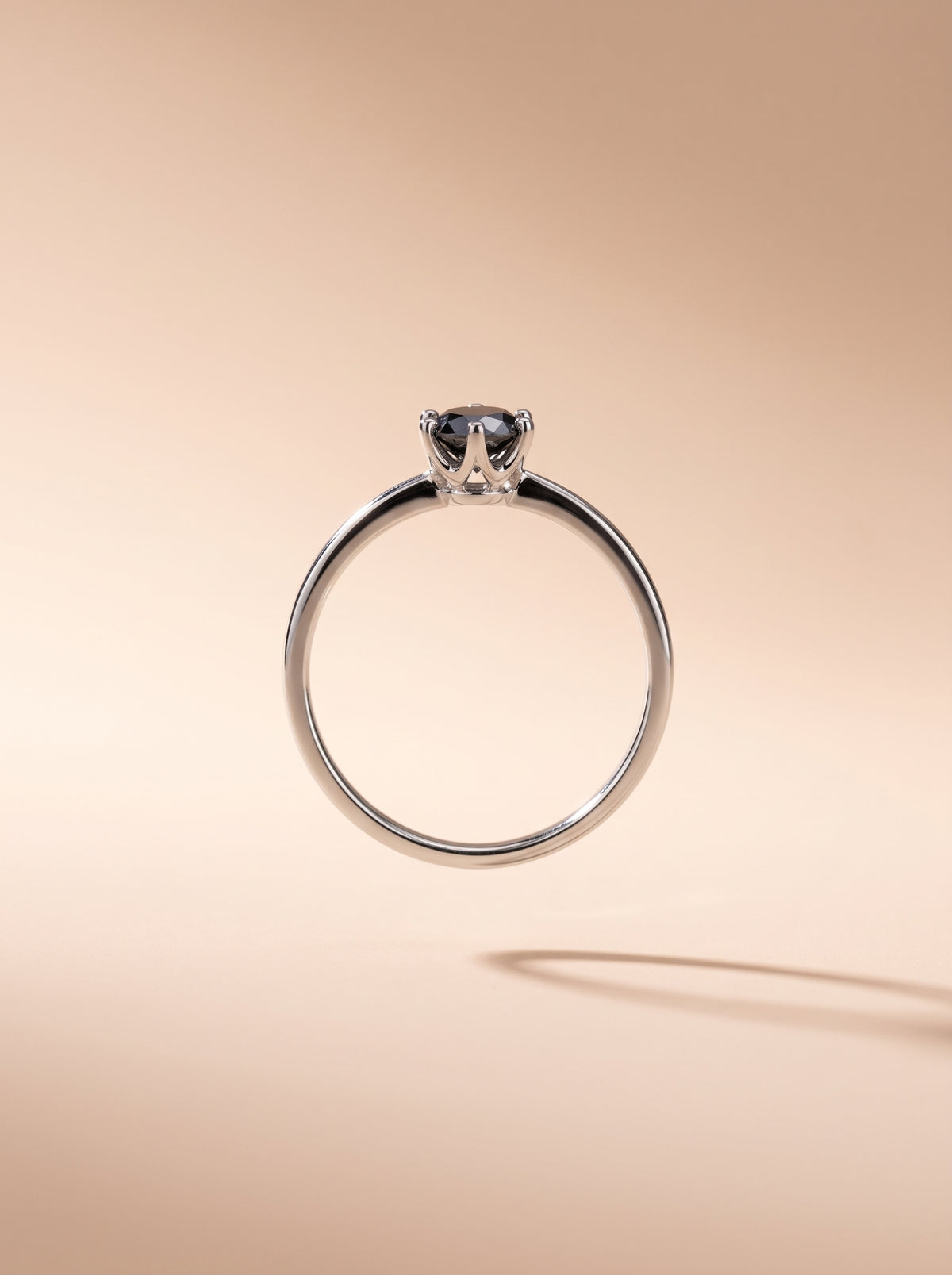 Silver Black Solitaire Gemstone Ring