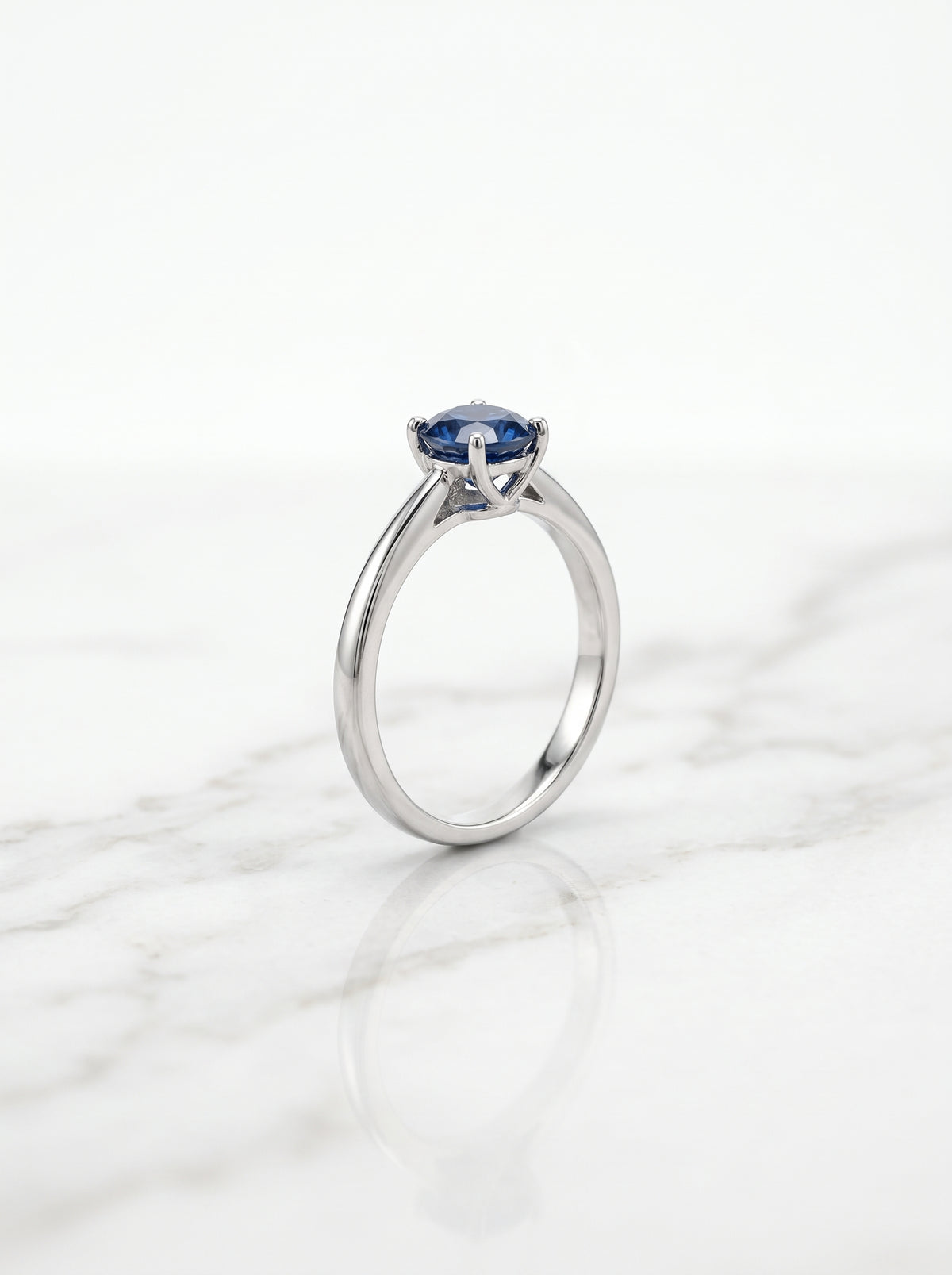 Silver Royal Blue Solitaire Gemstone Ring